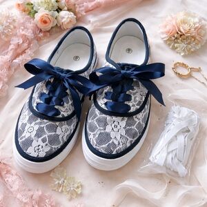 Bridal Lace Sneakers Women’s 8 Princess Pumps Handmade Coquette Balletcore